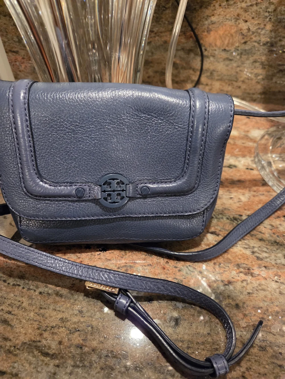 Tory Burch Navy Mini Crossbody Leather Shoulder Bag